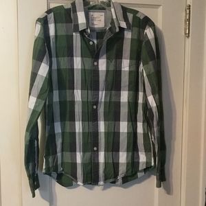 Men's A. Eagle Button Down Green/Blue/White M